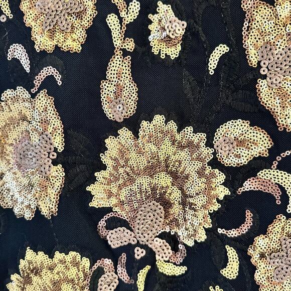 Garnet Hill Embellished Embroidered Black Gold Knit Sequined Tank Top &Skirt Set - Picture 8 of 11